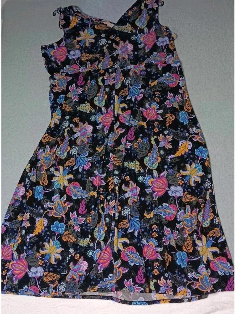 Iman Sleeveless Maxi Dress Womens Size 5XT Black And Bright Floral Vneck... - Picture 12 of 12